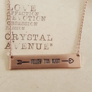 New FOLLOW YOUR HEART NECKLACE rose gold NWT